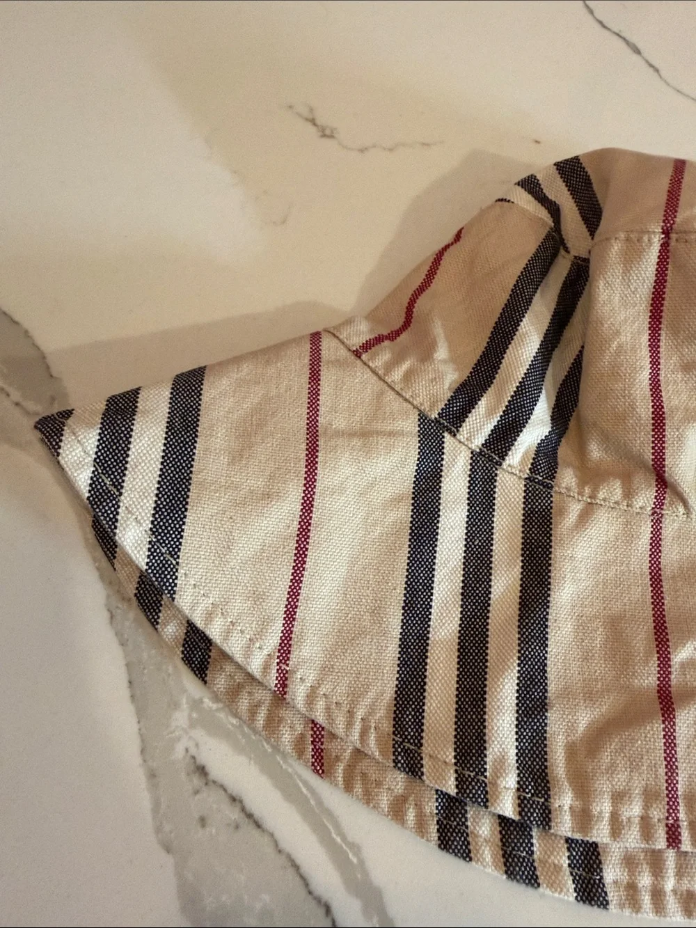 Burberry Beige Striped Kids Bucket Hat from the early 2000s